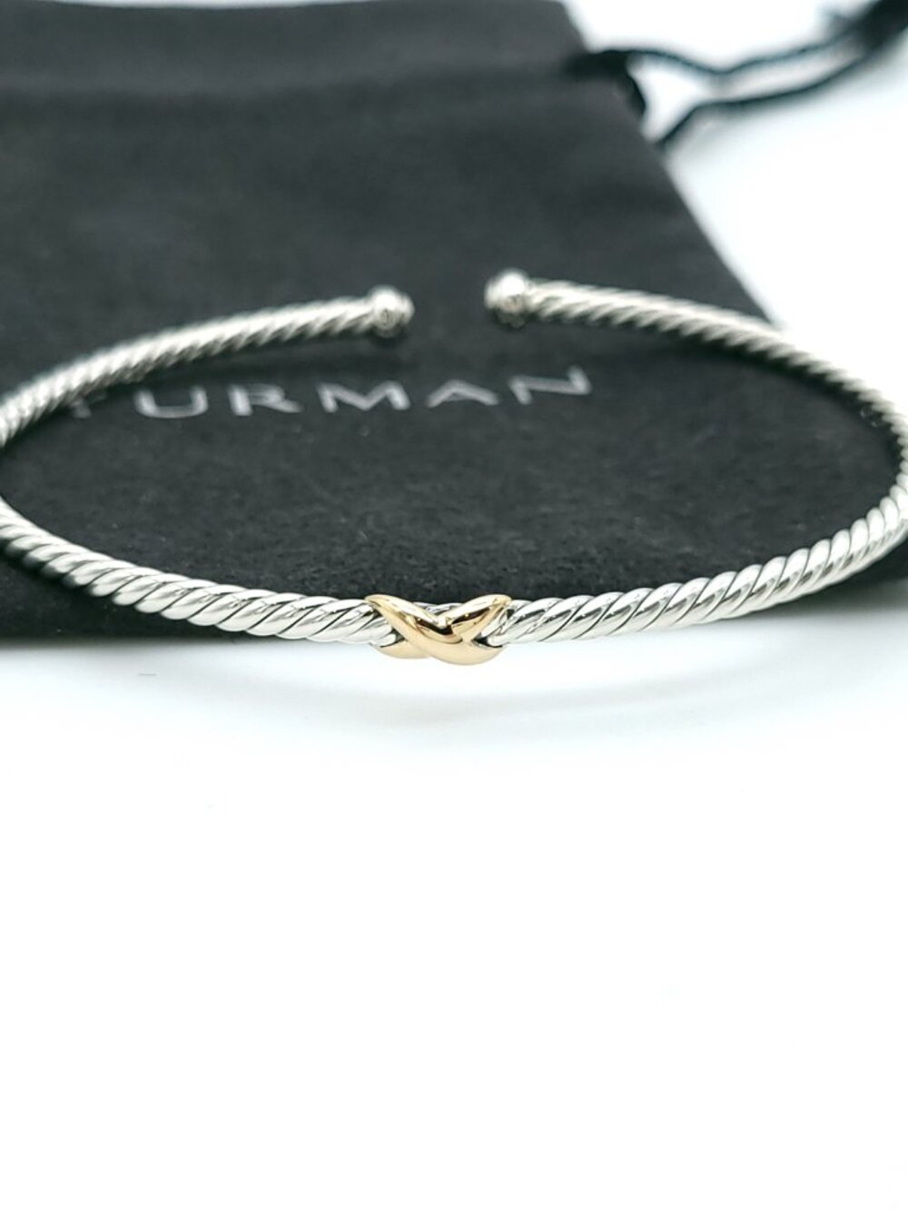 David Yurman 2.6mm Sterling Silver & 14k Micro Cable Flex X Bracelet